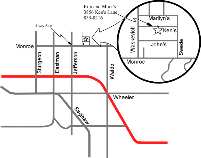 Map to our house on Ken's Lane