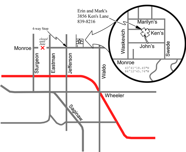 Map to our house on Ken's Lane